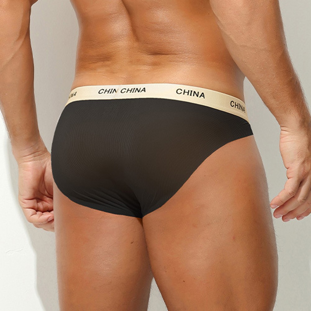 Men Ice Silk Seamless Briefs High Fork Bulge Pouch Sheer Low Rise Underwear - Picture 18 of 22