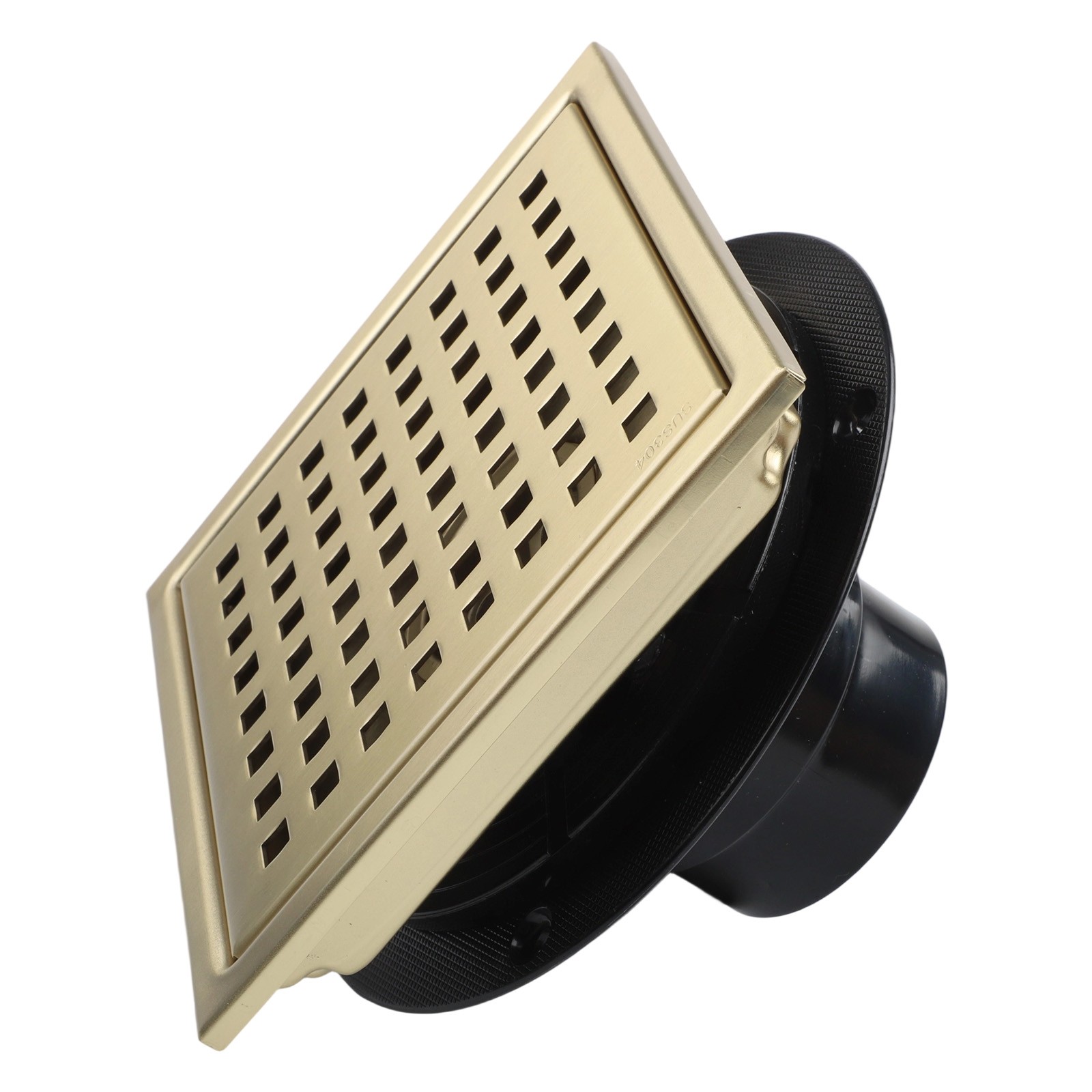 Enhanced Water Flow 304 Stainless Steel Square Shower Floor Drain Gold Color - Picture 21 of 29