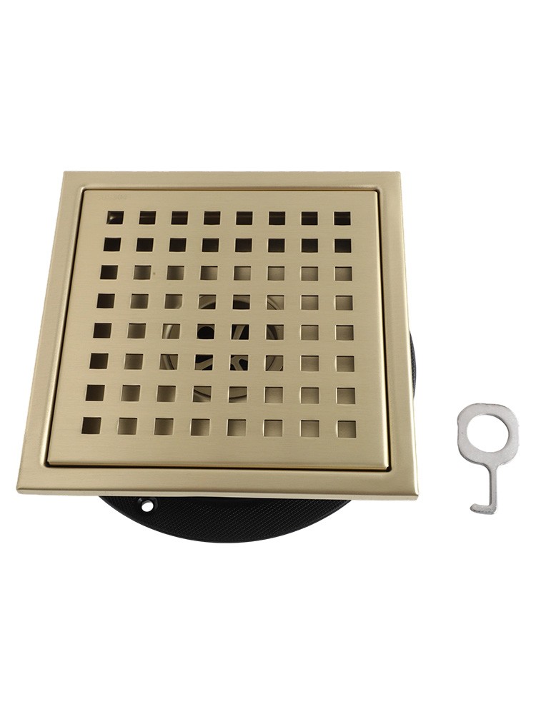 Enhanced Water Flow 304 Stainless Steel Square Shower Floor Drain Gold Color - Picture 26 of 29
