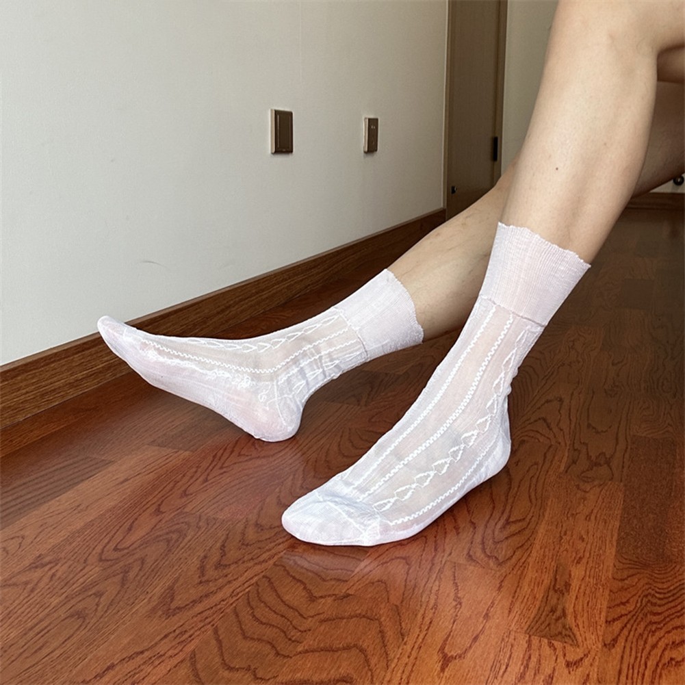 Mens Jacquard Ultra Thin Crew Socks See Through Dress Socks Business Tube Style - Picture 31 of 69