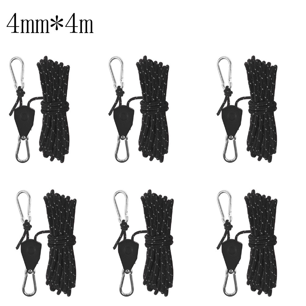 6pcs Pulley Regulators for Outdoor Use with Metal Pulleys and Reflective Rope