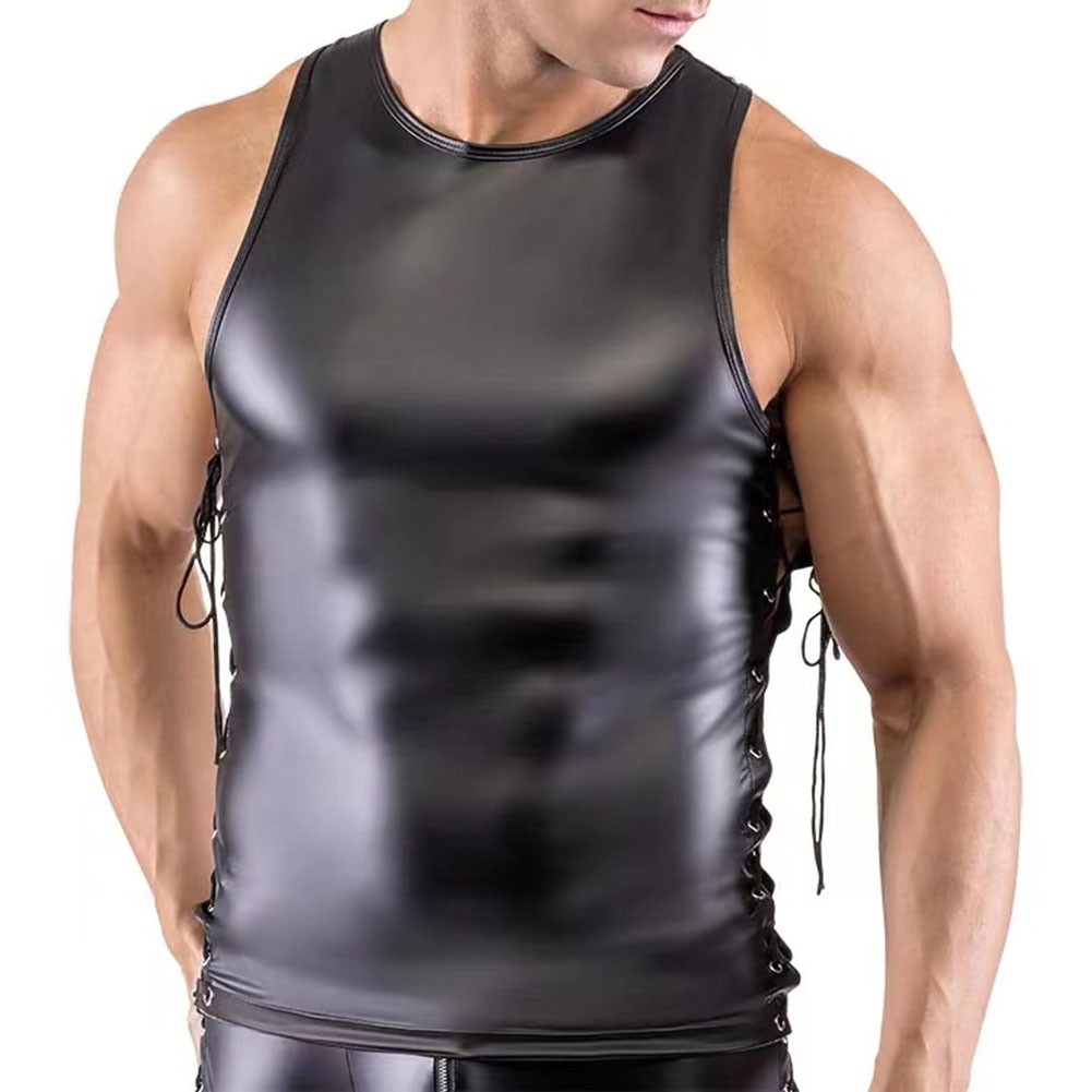 Classic Theme Men's Lacquer Undershirt Sexy Vest Black Color Brand New Condition - Picture 13 of 20