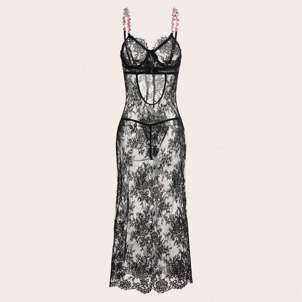 Sexy Women Dress See Through Dress Three Quarters Cup Shape Comfortable Fabric - Picture 25 of 32
