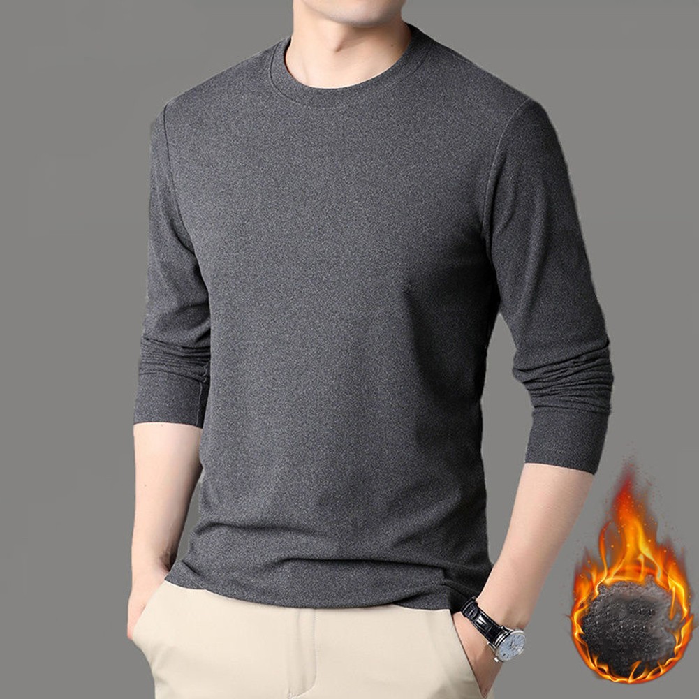 Mens Long Sleeve Warm Thermal T Shirt Crew Neck Casual Activewear Tops