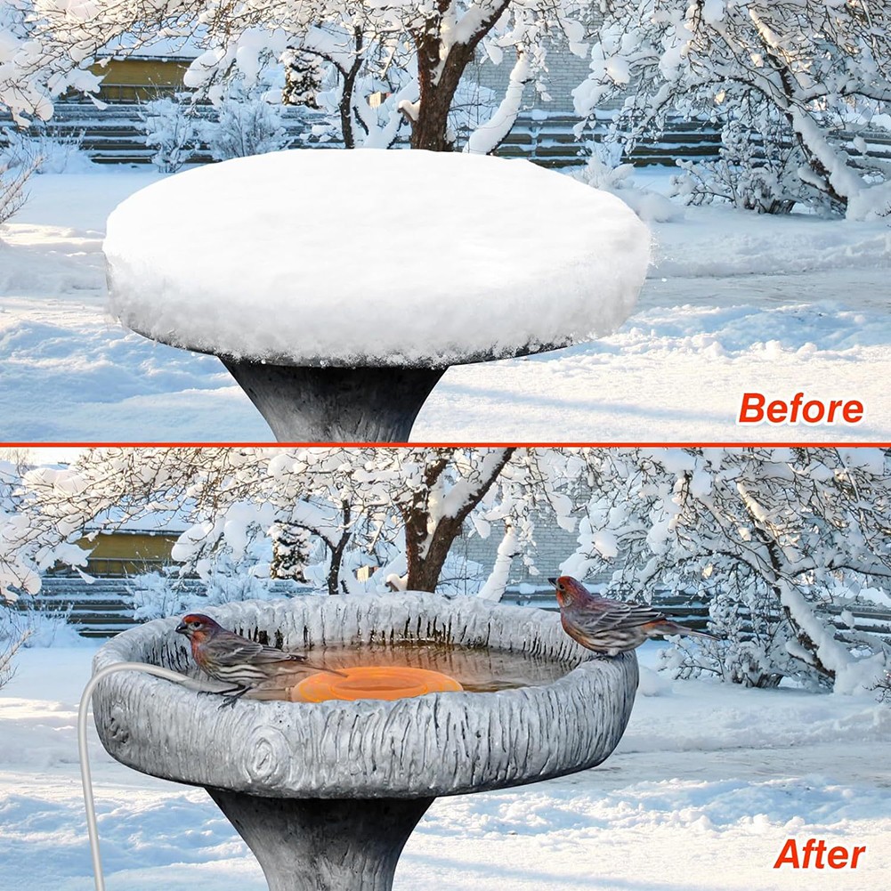 Heater for Bird Baths with Thermostatic Function and Weather Resistance