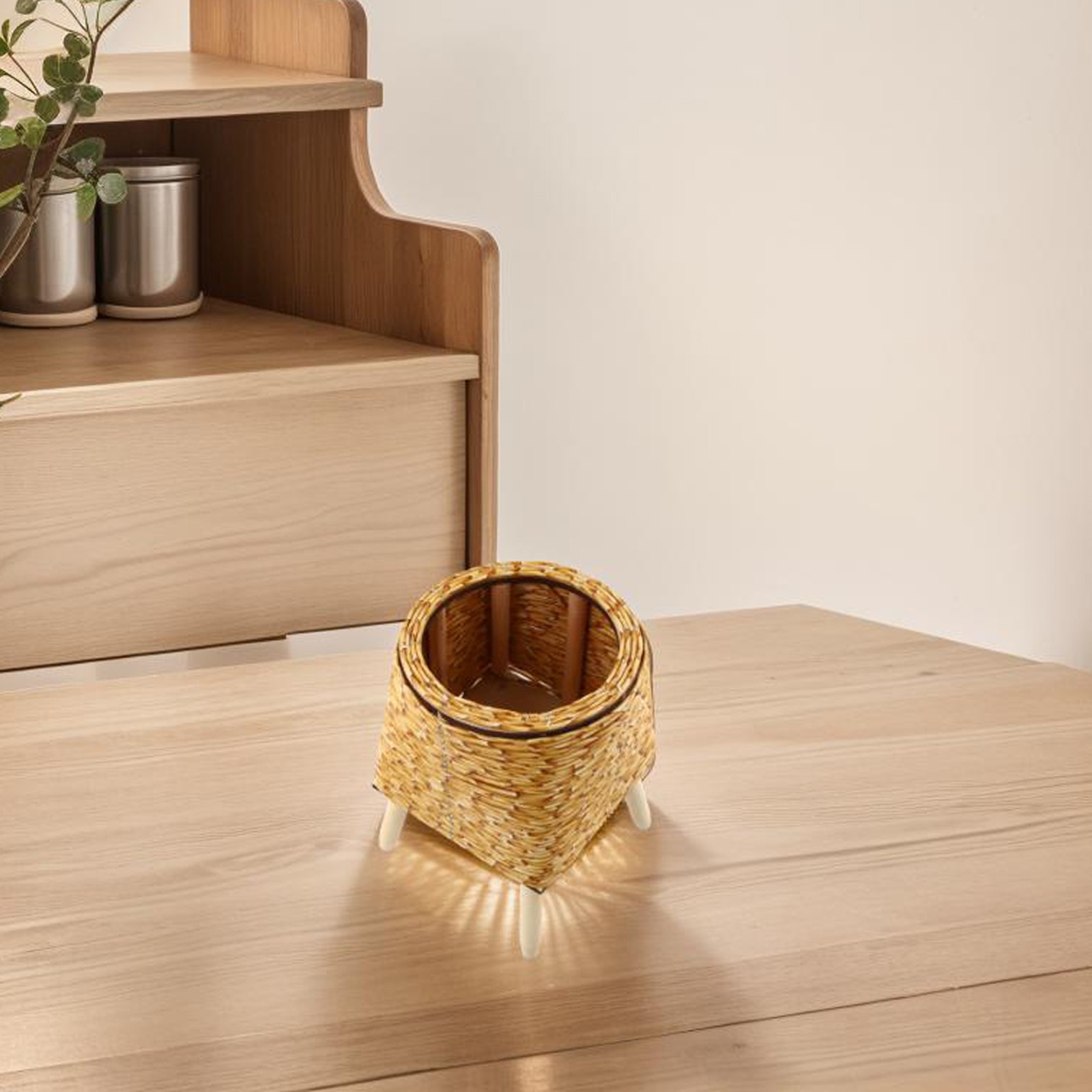 Desktop Plant Storage Compact Design Plant Storage Solution Good Straw Material