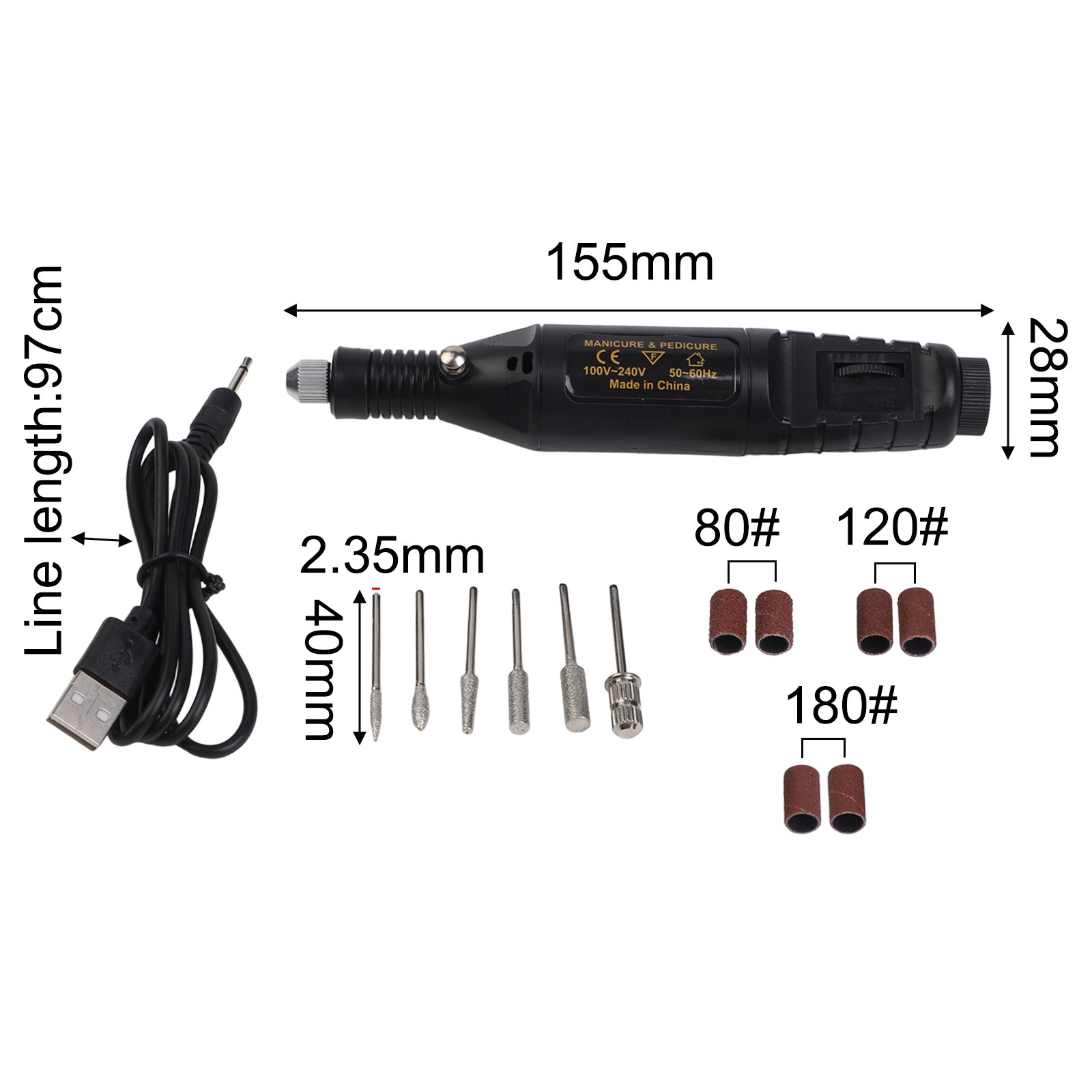 Mini Electric Grinder-Drill Manicure Grinding Rotary Tool Kit Set Polishing-Tool - Picture 25 of 53