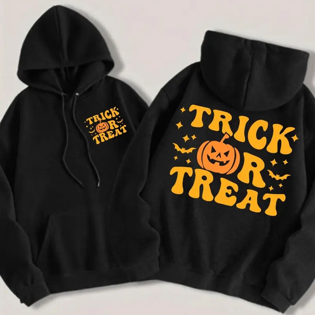 Casual Printed Hooded Sweatshirt Women Loose Fit Pocket Autumn Winter Wear - Picture 4 of 6