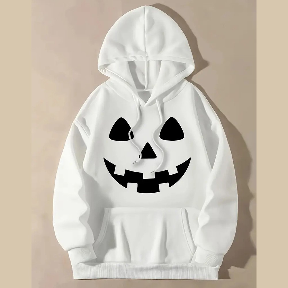 Casual Printed Hooded Sweatshirt Women Loose Fit Pocket Autumn Winter Wear - Picture 6 of 6