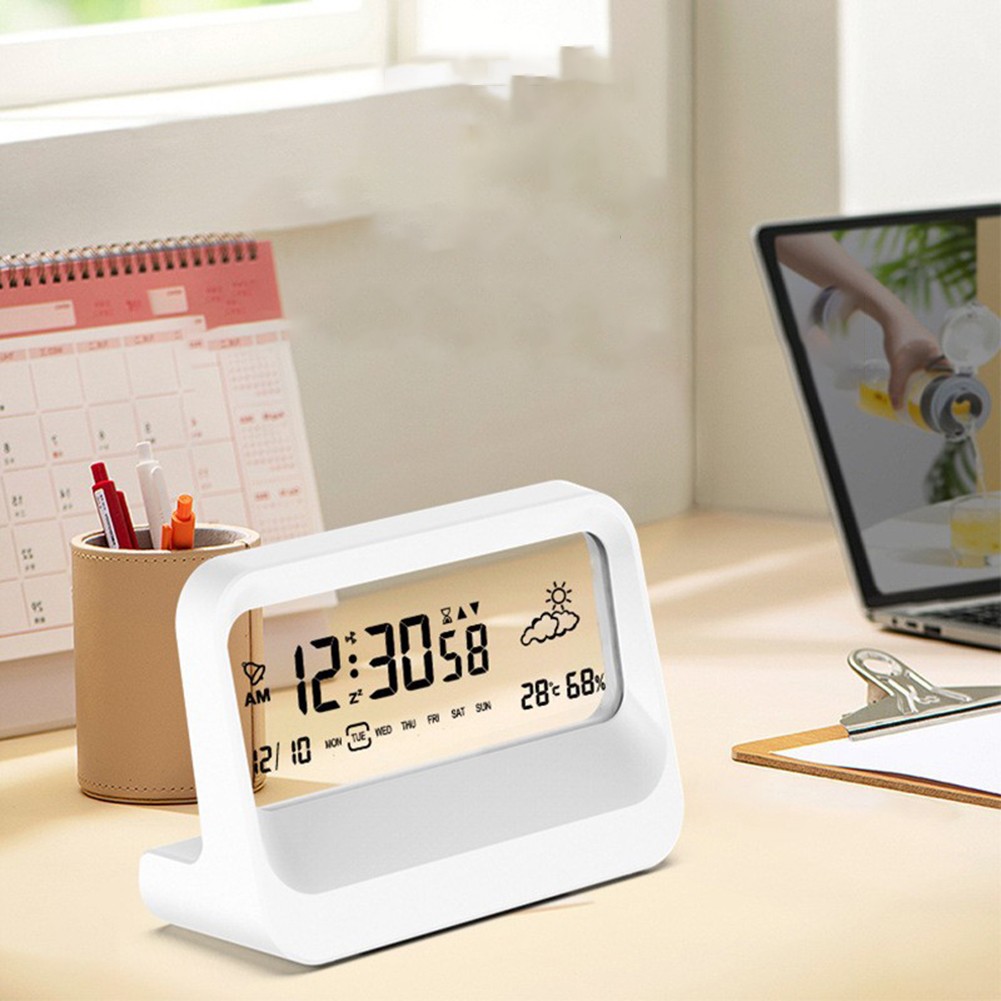 Digital Alarm Clock for Bedside with Time Date Temperature Display and Alarms