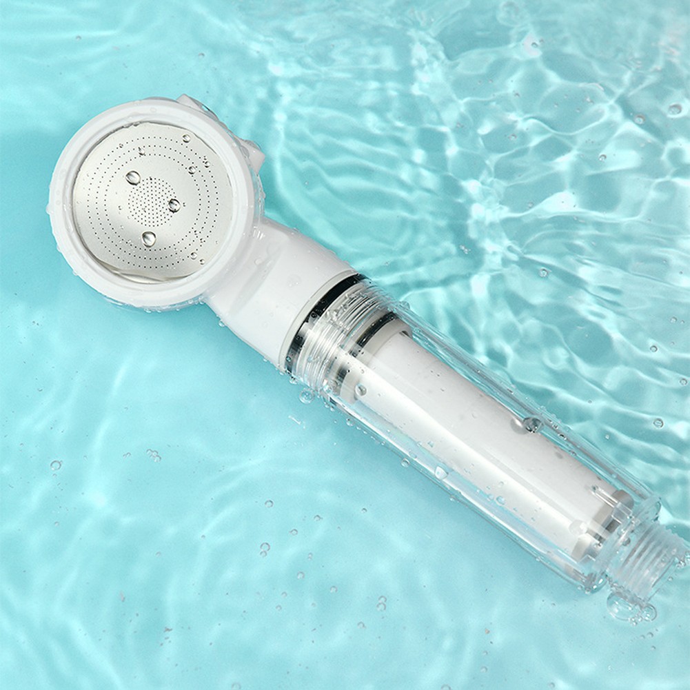 Pressurized travel showerhead with filter portable lightweight for hotel use