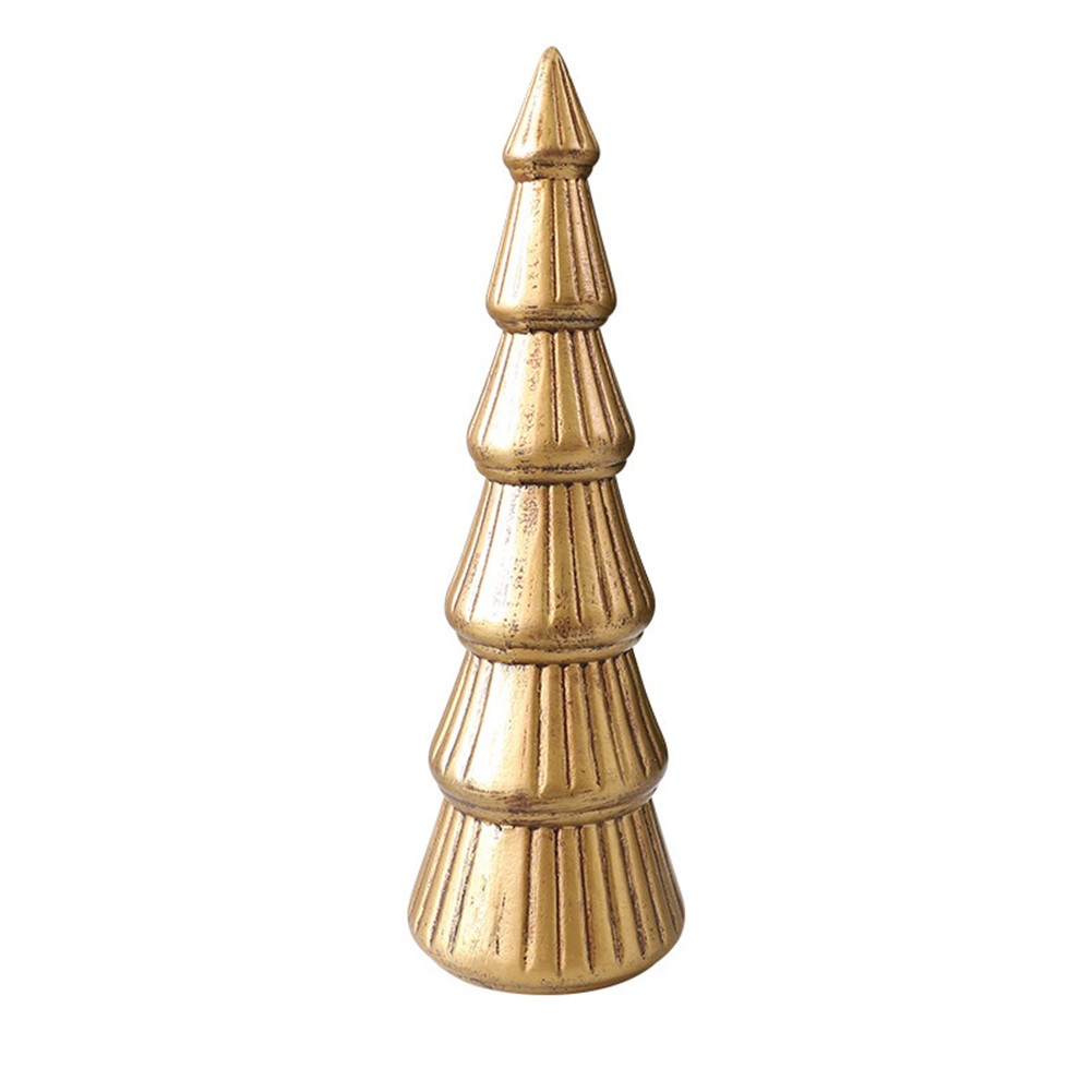 Mini sapin de Noël en bois blanc doré décoration pour maison style vacances - Picture 13 of 18