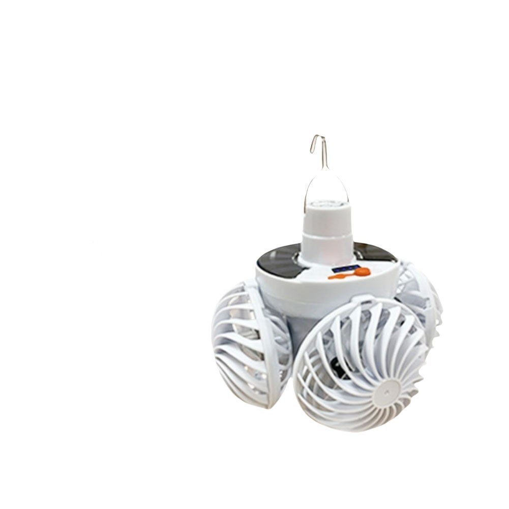 Solar Ceiling Fan Light with Hook and Foldable Frame for Camping and Indoor Use