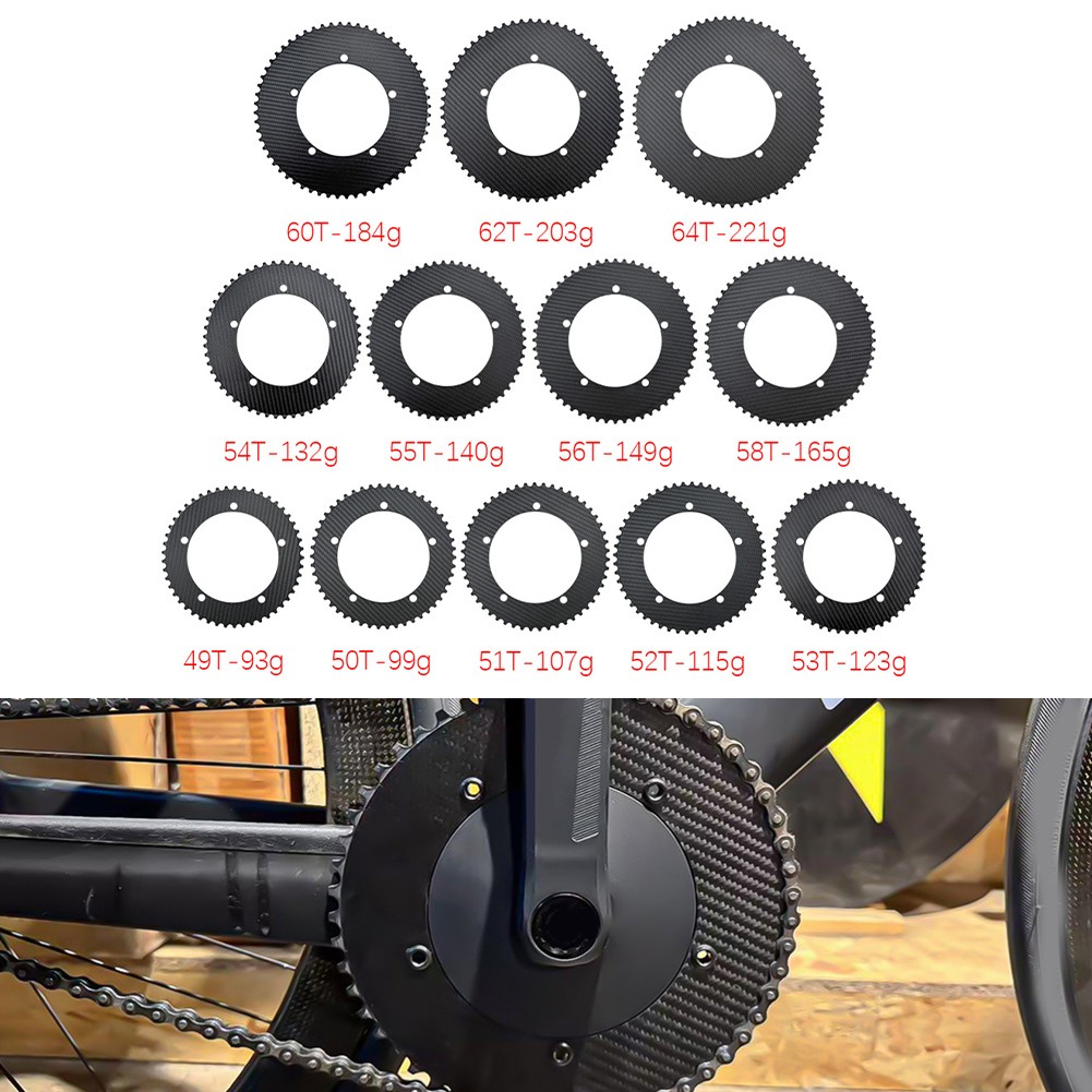 Carbon Fiber Chainring for Fixed Gear Track Bike BCD144 49T to 64T