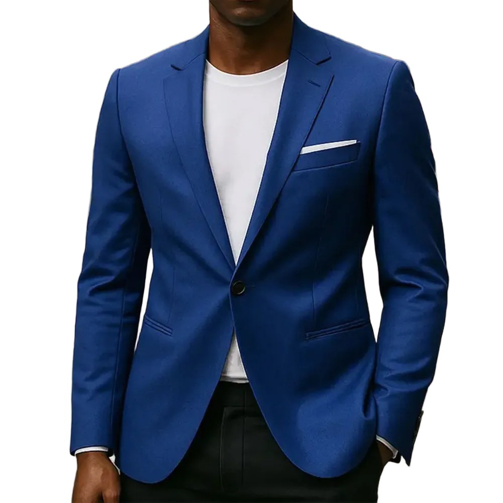 Mens Slim Fit Blazer Business Suit Jacket Korean Style Long Sleeve Casual - Picture 11 of 14