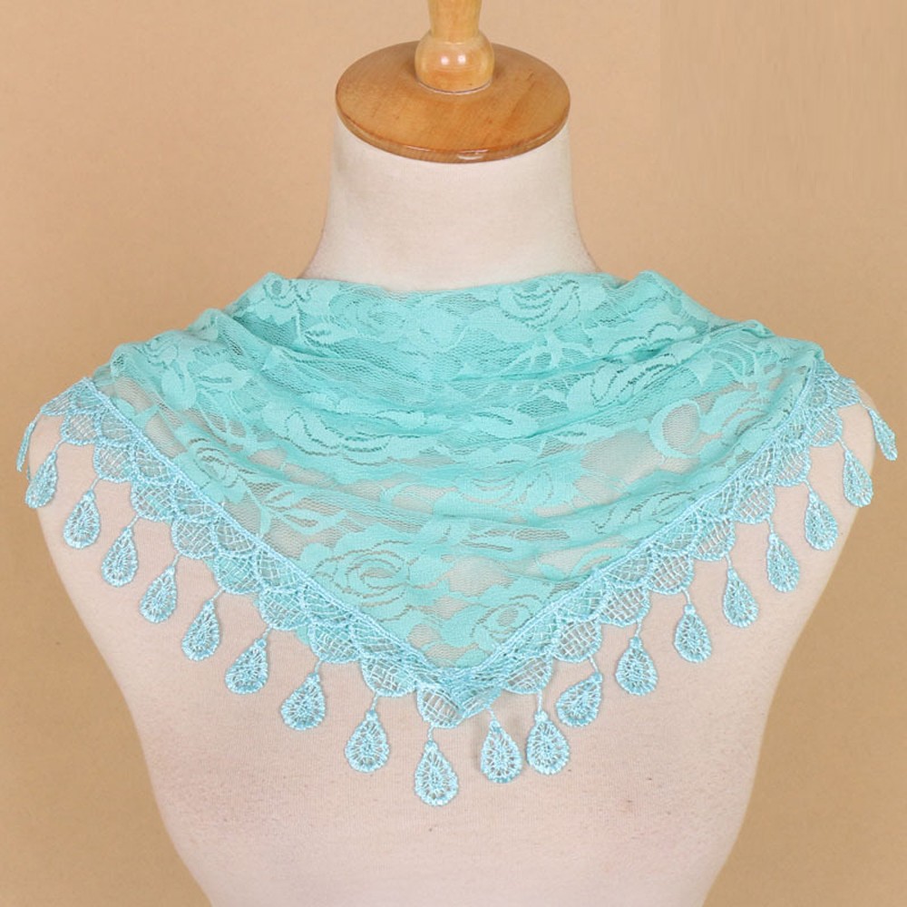 Fashion Lace Scarf for Women Solid Color Hollow Rose Triangular Design - Picture 20 of 22