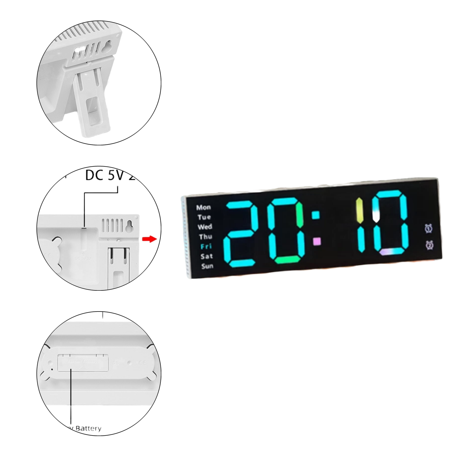 Grande Horloge Murale LED avec Minuterie Alarme et Capteur Éclairage Ambiant Co - Picture 15 of 20