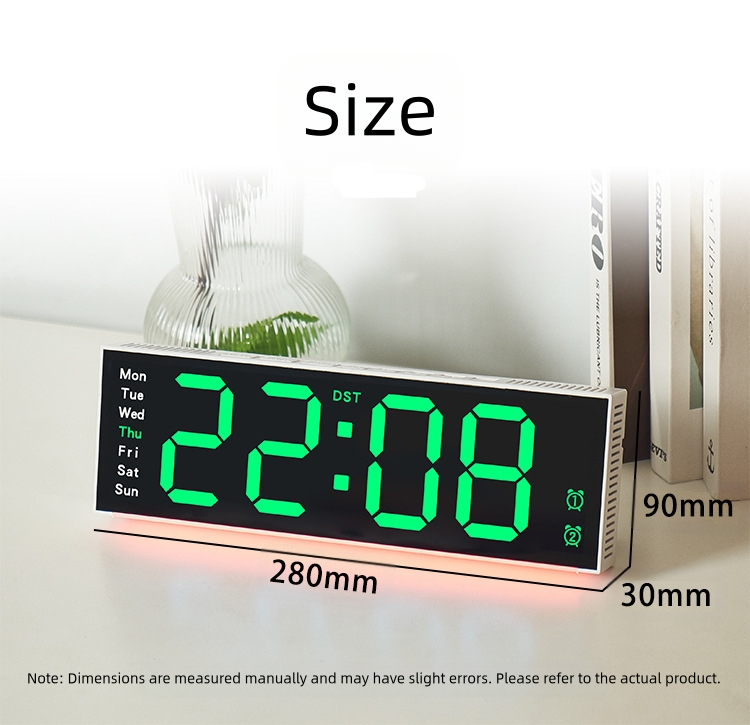 Grande Horloge Murale LED avec Minuterie Alarme et Capteur Éclairage Ambiant Co - Picture 14 of 20