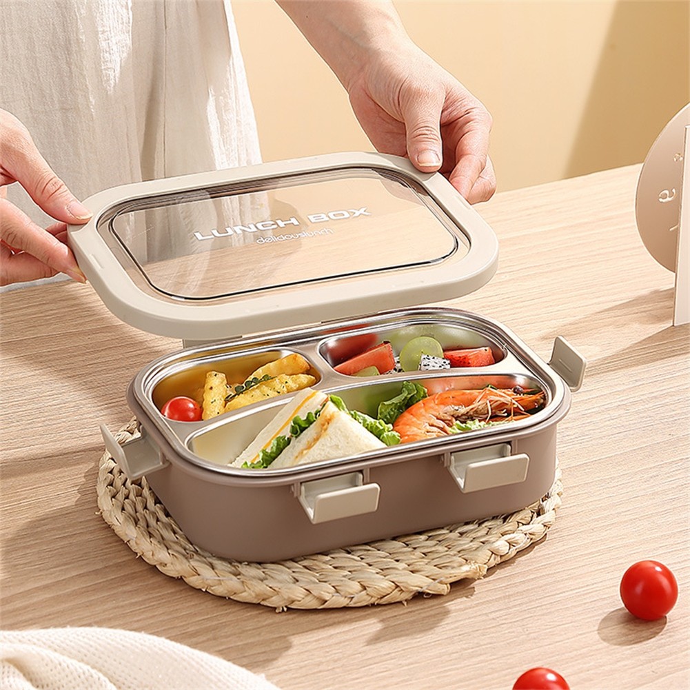 Leakproof Stainless Steel Lunch Box Three Compartments for Light Lunch - Picture 22 of 25
