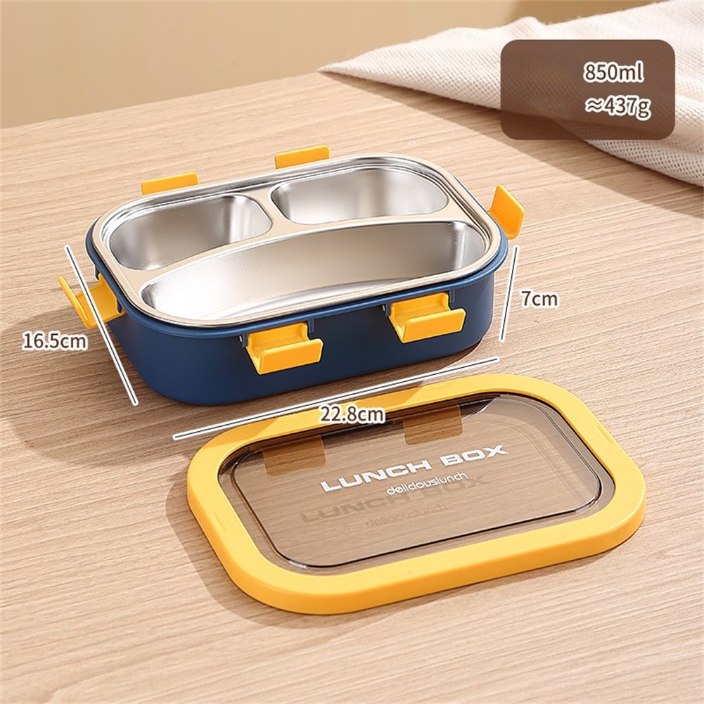 Leakproof Stainless Steel Lunch Box Three Compartments for Light Lunch - Picture 18 of 25
