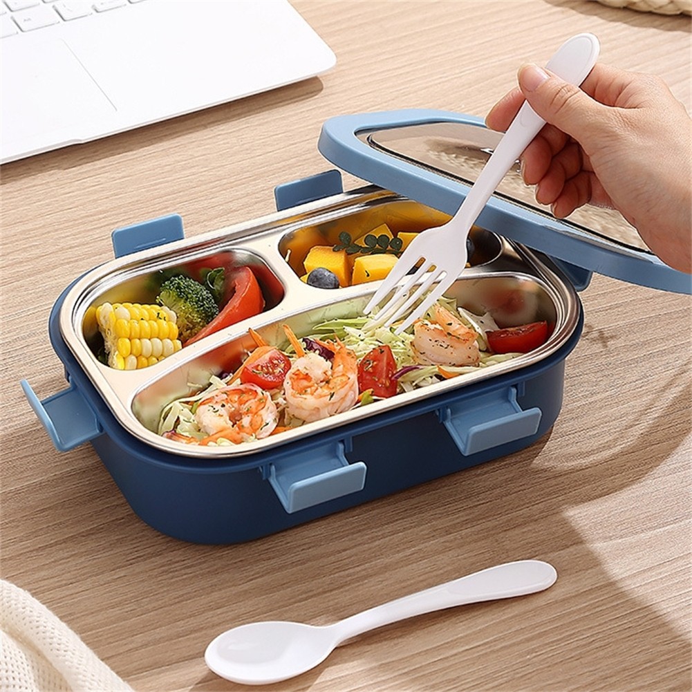 Leakproof Stainless Steel Lunch Box Three Compartments for Light Lunch - Picture 15 of 25