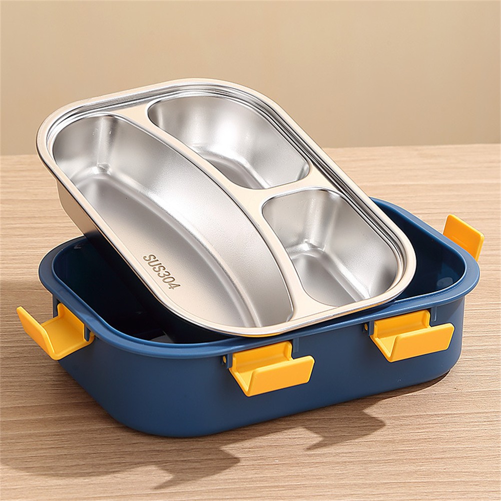 Leakproof Stainless Steel Lunch Box Three Compartments for Light Lunch - Picture 17 of 25