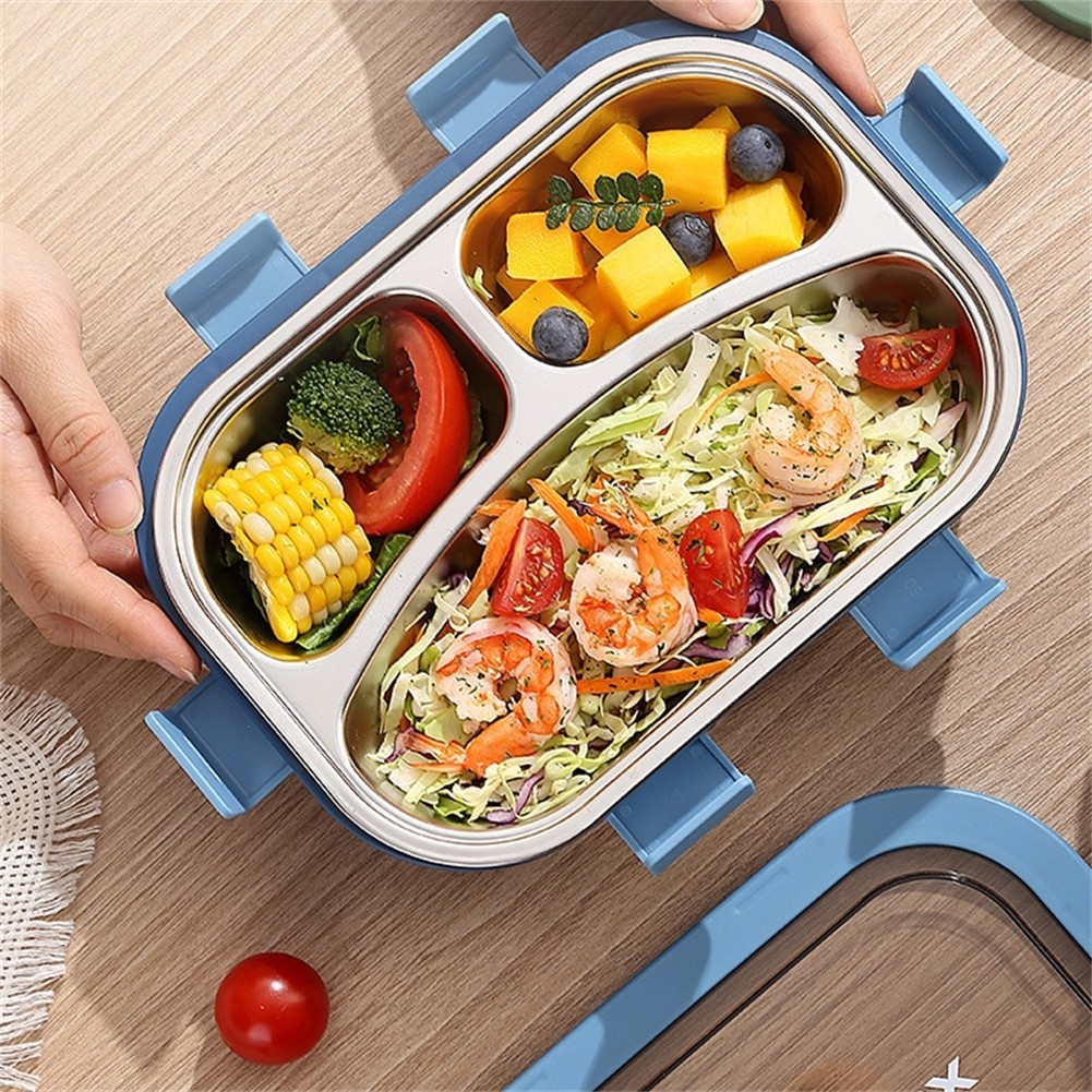 Leakproof Stainless Steel Lunch Box Three Compartments for Light Lunch - Picture 14 of 25