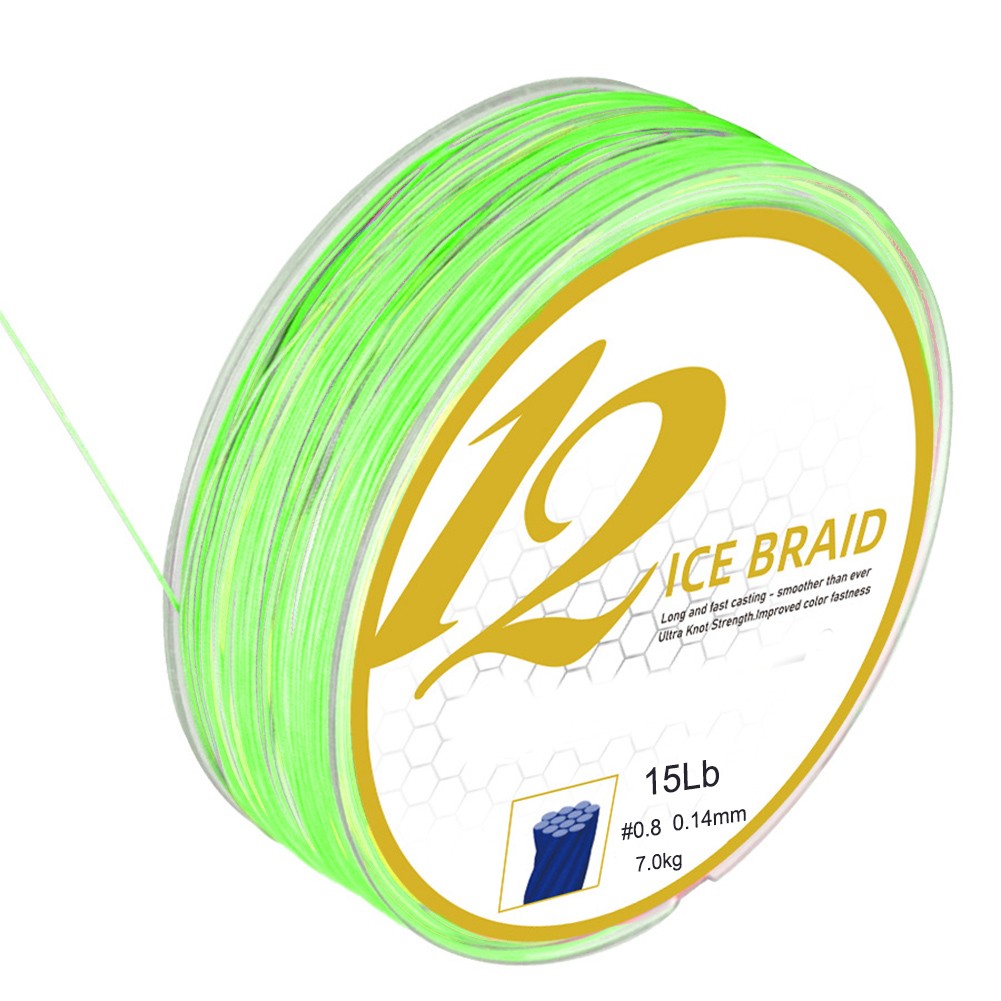 12 Strand 100M Fishing Line 1538LB Light Green Multifilament PE Strong Line
