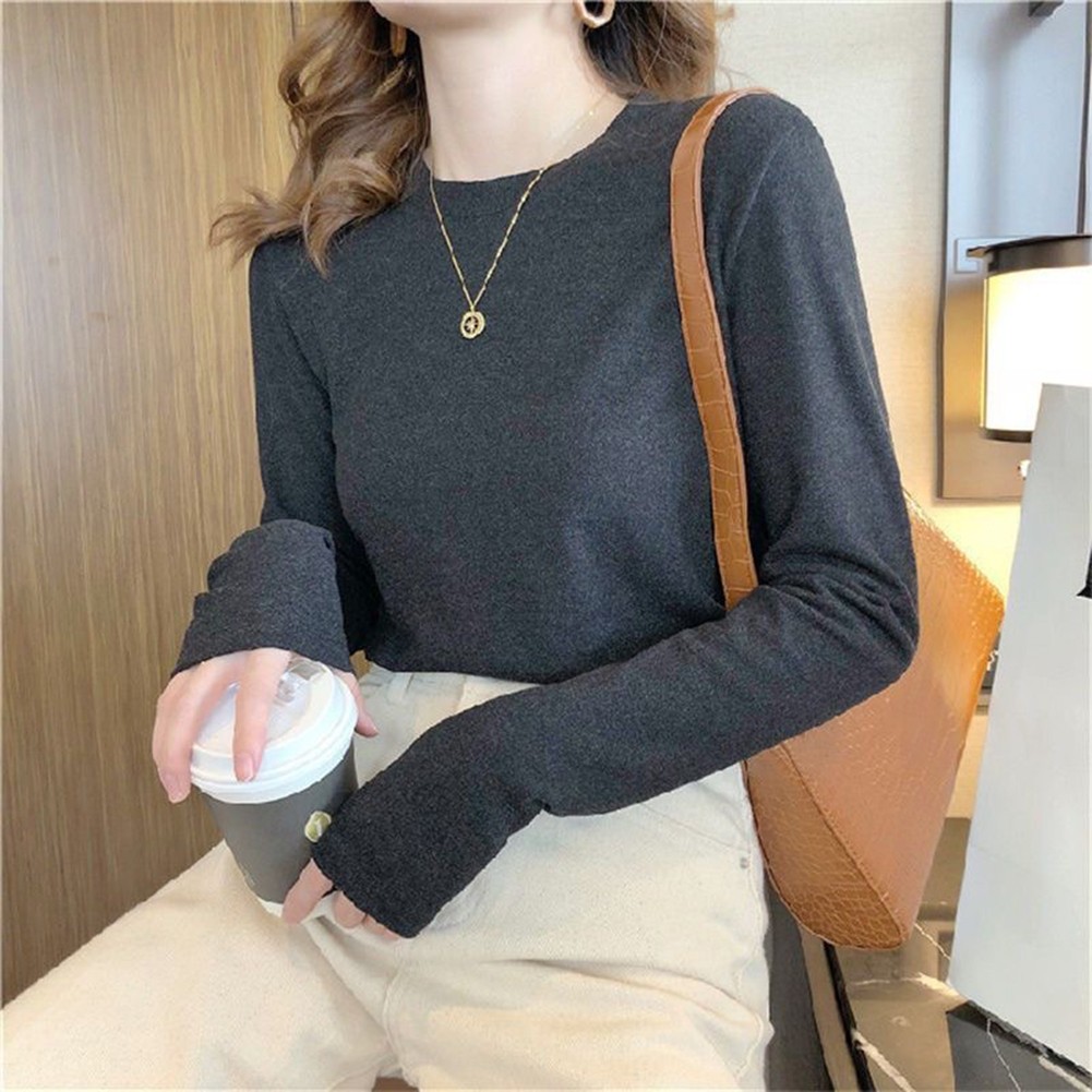 Thick Double-Sided Velvet Long Sleeved T-Shirt - Picture 15 of 15