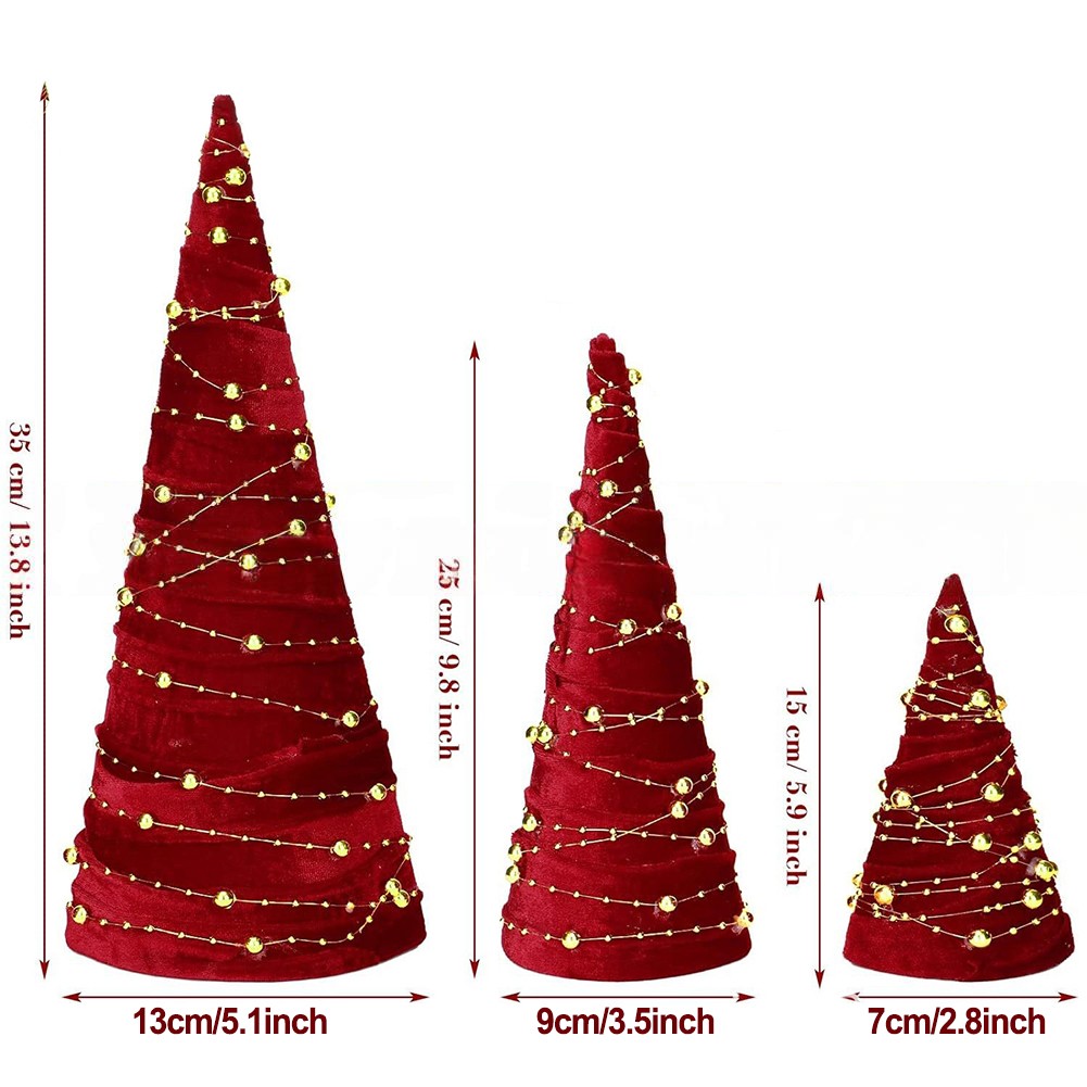 Set of Velvet Christmas Tree Ornaments in Red and Green for Holiday Decoration - Picture 14 of 18