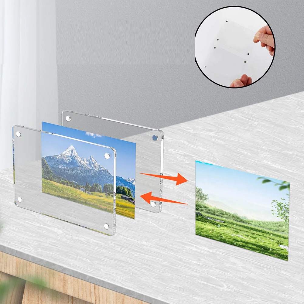 Triple Acrylic Magnetic Photo Frame Set Double Sided for Displaying Photos - Picture 25 of 35
