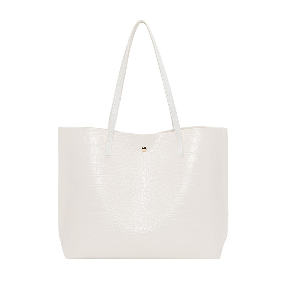 Stylish PU Leather Tote Bag for Women Large Capacity Crocodile Shoulder Bag - Picture 16 of 31