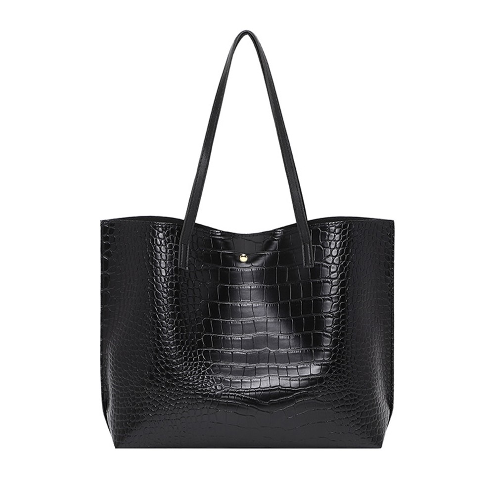 Stylish PU Leather Tote Bag for Women Large Capacity Crocodile Shoulder Bag - Picture 21 of 31