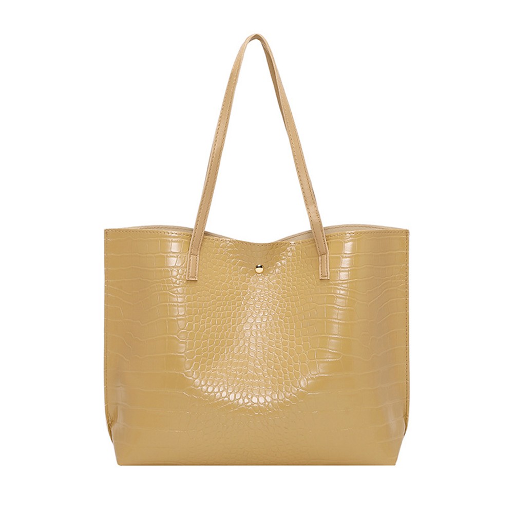 Stylish PU Leather Tote Bag for Women Large Capacity Crocodile Shoulder Bag - Picture 17 of 31