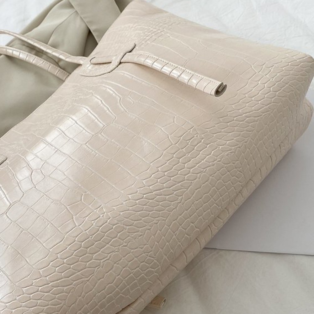 Solid Color Women Tote Bag Retro Style Large Capacity Shoulder Handbag - Picture 15 of 22