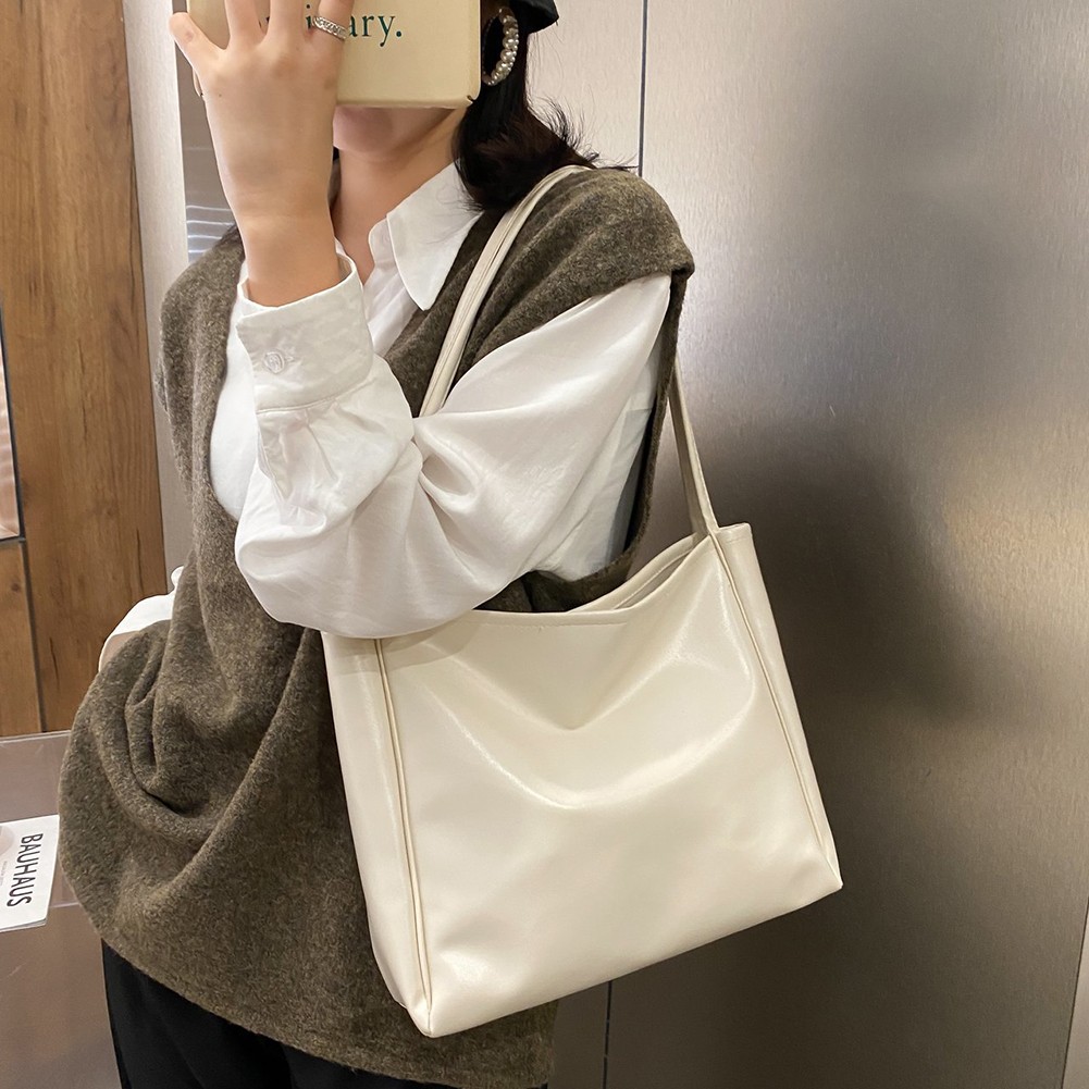 Damen Beuteltasche PU Leder große Kapazität Schulter Handtasche mit Reißversc - Picture 14 of 24