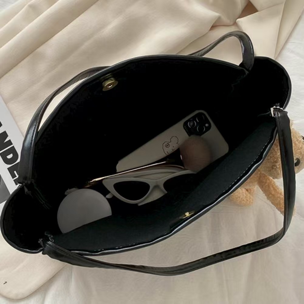 Damen Beuteltasche PU Leder große Kapazität Schulter Handtasche mit Reißversc - Picture 19 of 24