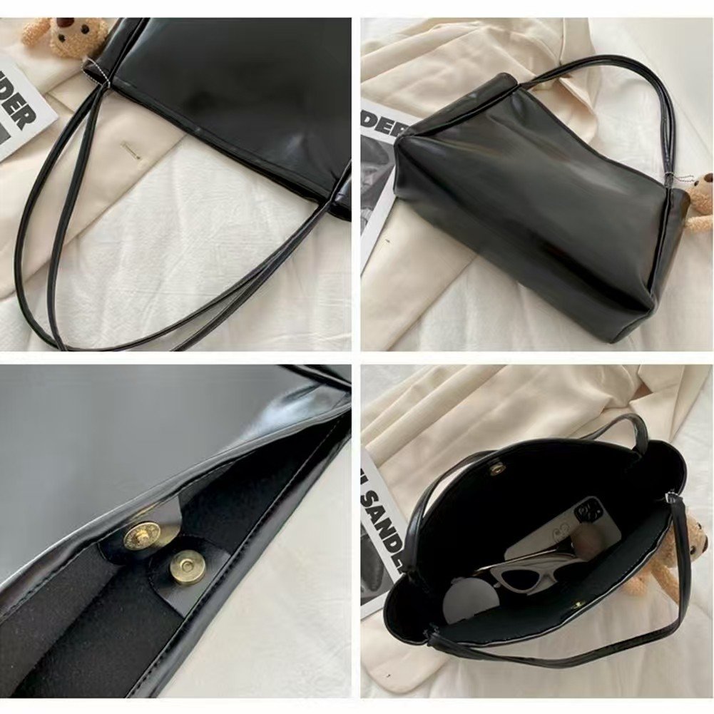 Damen Beuteltasche PU Leder große Kapazität Schulter Handtasche mit Reißversc - Picture 18 of 24