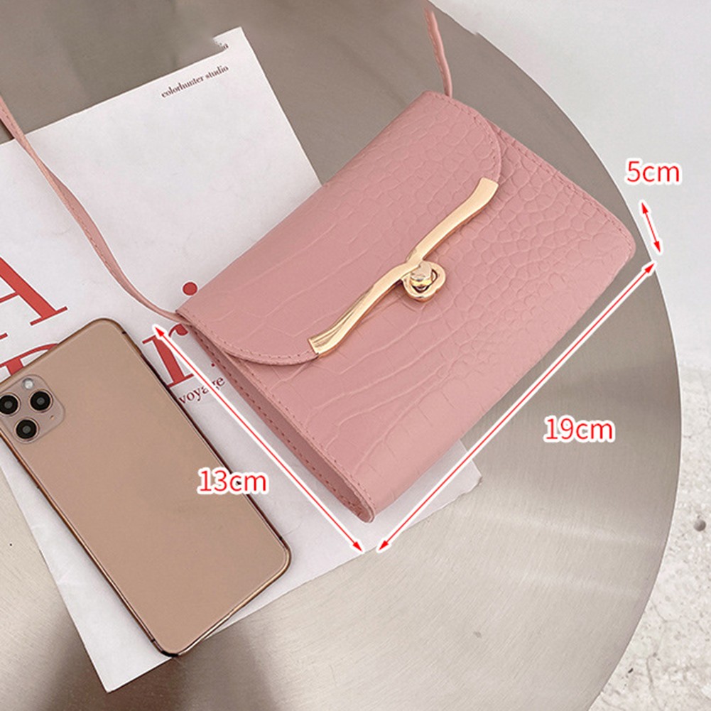 Compact Small Square Shoulder Bag for Women Lock Buckle Slash Commuting Bag - Picture 22 of 28