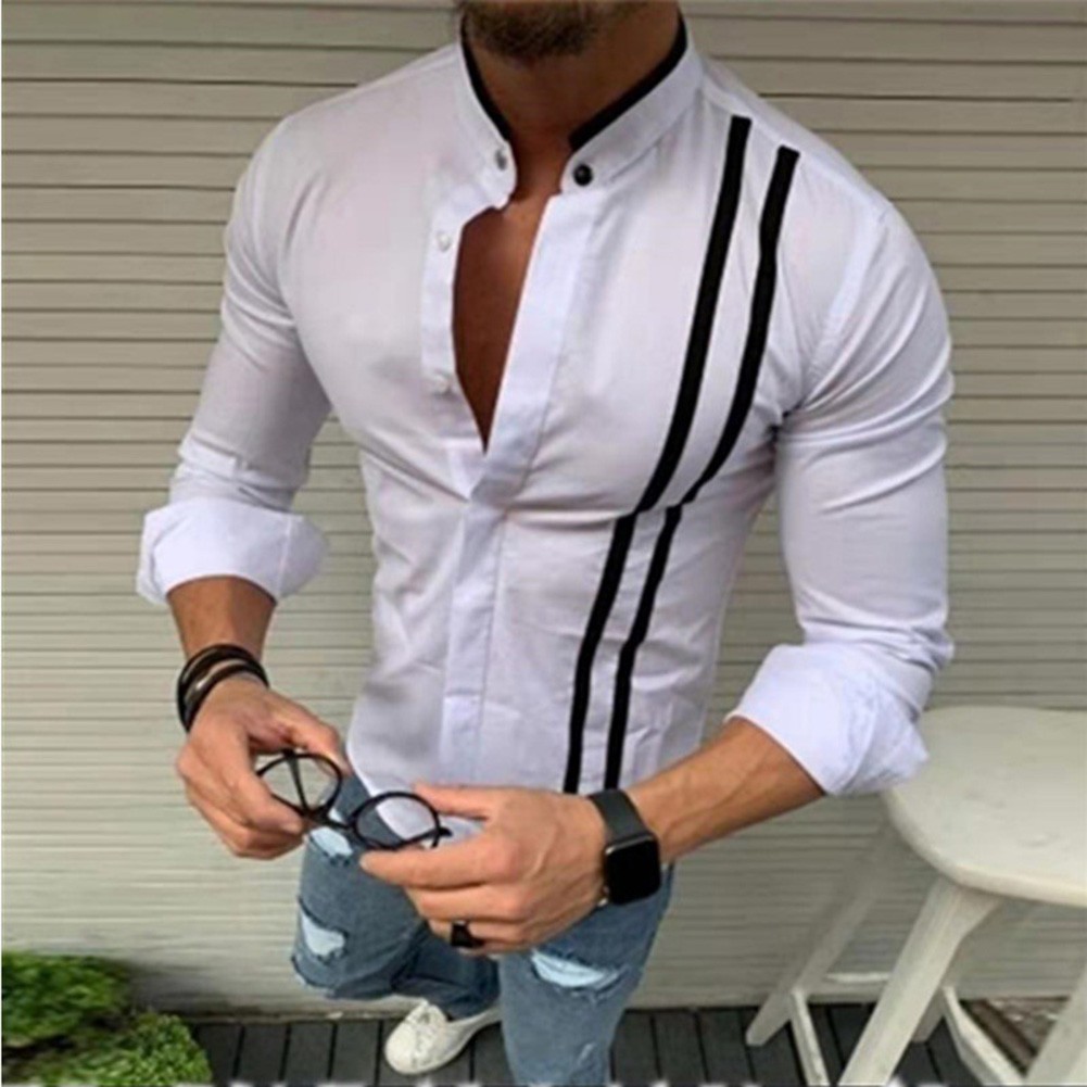 Mens Casual Breathable Shirt Long Sleeve Buttoned Turn Down Collar Style - Picture 8 of 12