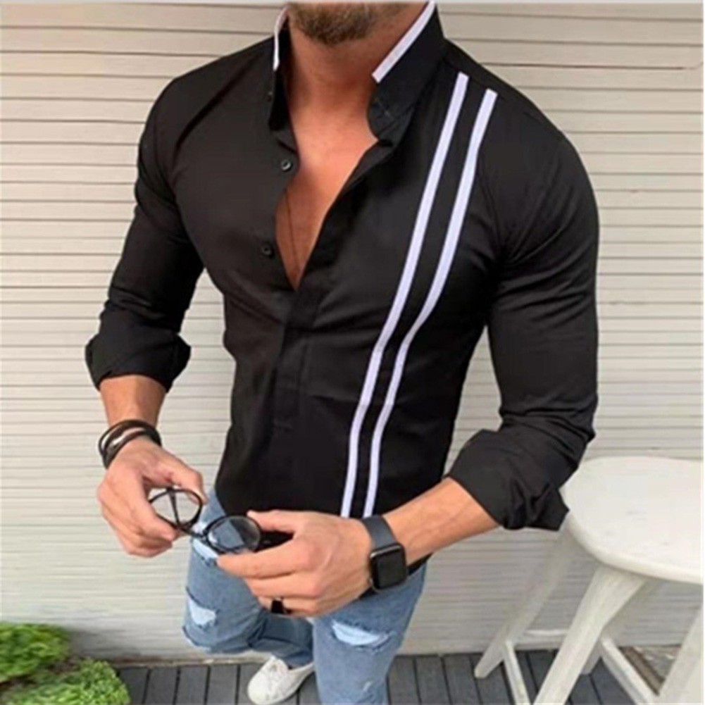 Mens Casual Breathable Shirt Long Sleeve Buttoned Turn Down Collar Style - Picture 10 of 12