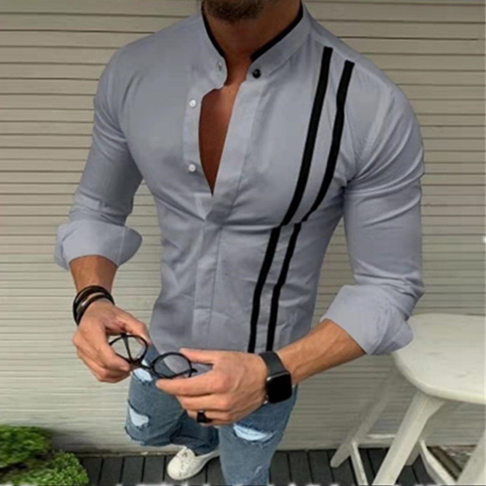 Mens Casual Breathable Shirt Long Sleeve Buttoned Turn Down Collar Style - Picture 12 of 12
