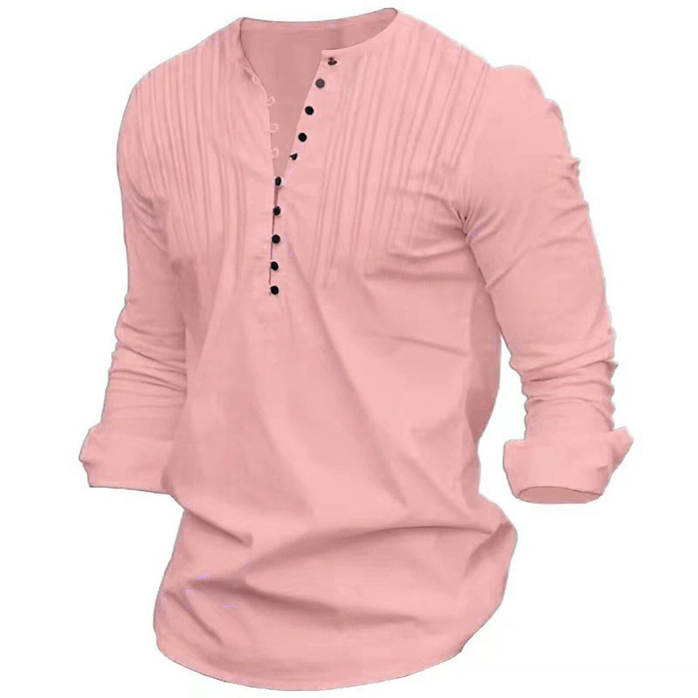 Long Sleeve Shirt Solid Color Shirt Cotton Linen Fabric Regular Length - Picture 7 of 16