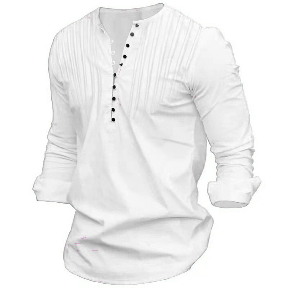 Long Sleeve Shirt Solid Color Shirt Cotton Linen Fabric Regular Length - Picture 13 of 16