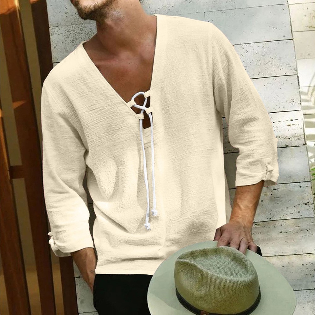 Comfortable Fit Long Sleeve Tops Breathable Linen Shirts Brand New Condition - Picture 14 of 20