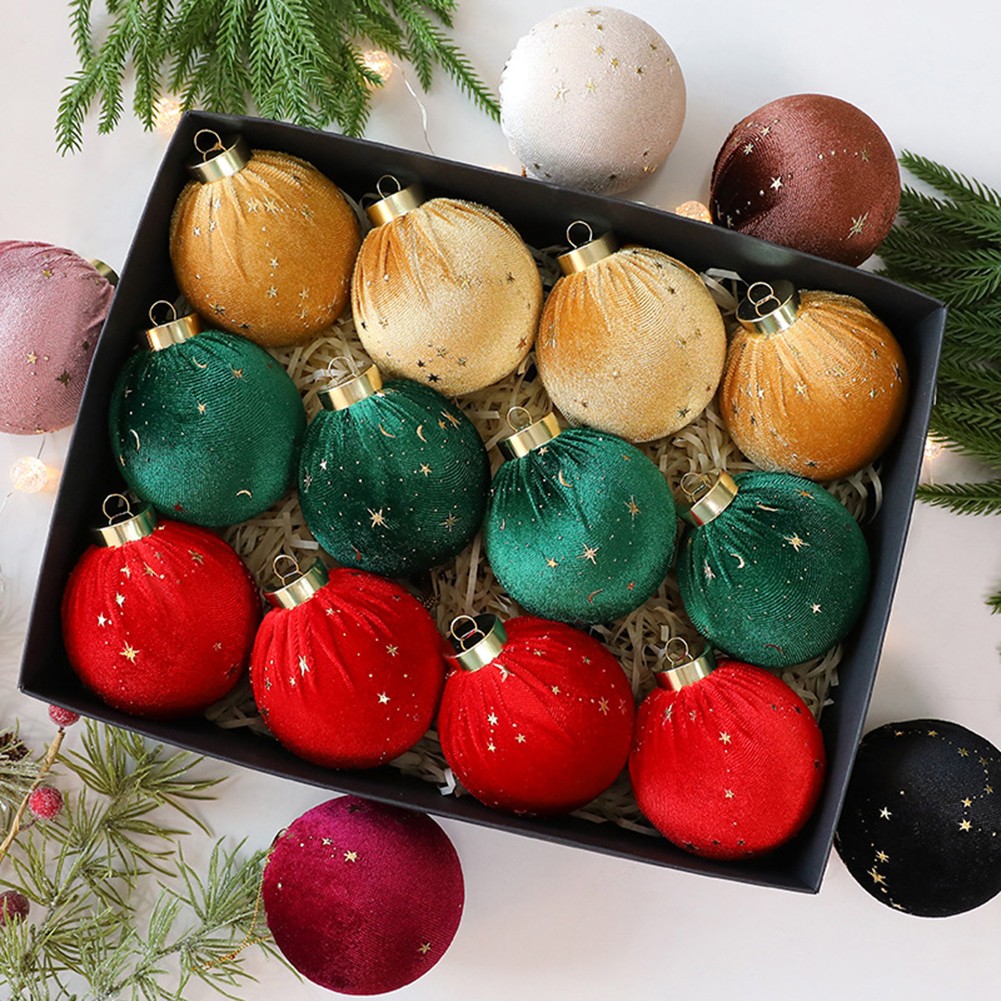 12 Pieces Velvet For Christmas Ornaments Balls for Tree and Holiday Decoration - Picture 16 of 21