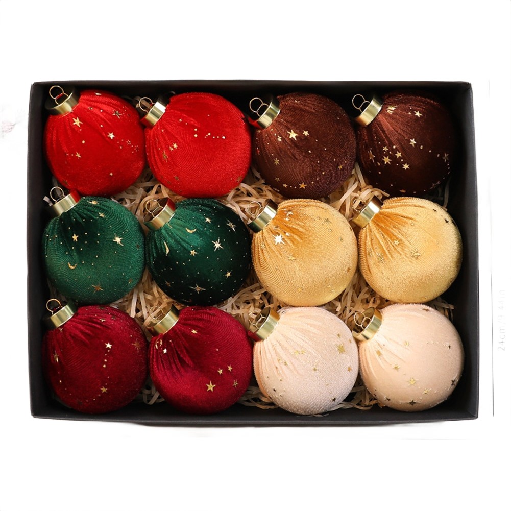 12 Pieces Velvet For Christmas Ornaments Balls for Tree and Holiday Decoration - Picture 17 of 21