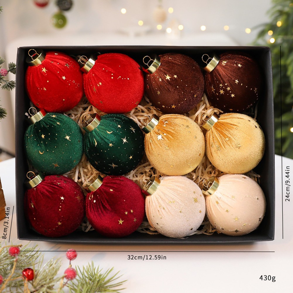 12 Pieces Velvet For Christmas Ornaments Balls for Tree and Holiday Decoration - Picture 18 of 21