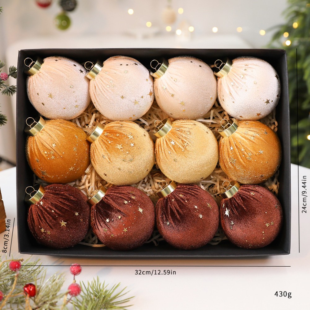 12 Pieces Velvet For Christmas Ornaments Balls for Tree and Holiday Decoration - Picture 14 of 21