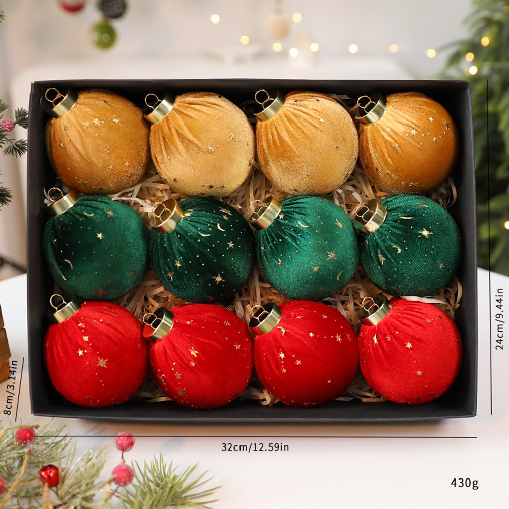 12 Pieces Velvet For Christmas Ornaments Balls for Tree and Holiday Decoration - Picture 15 of 21